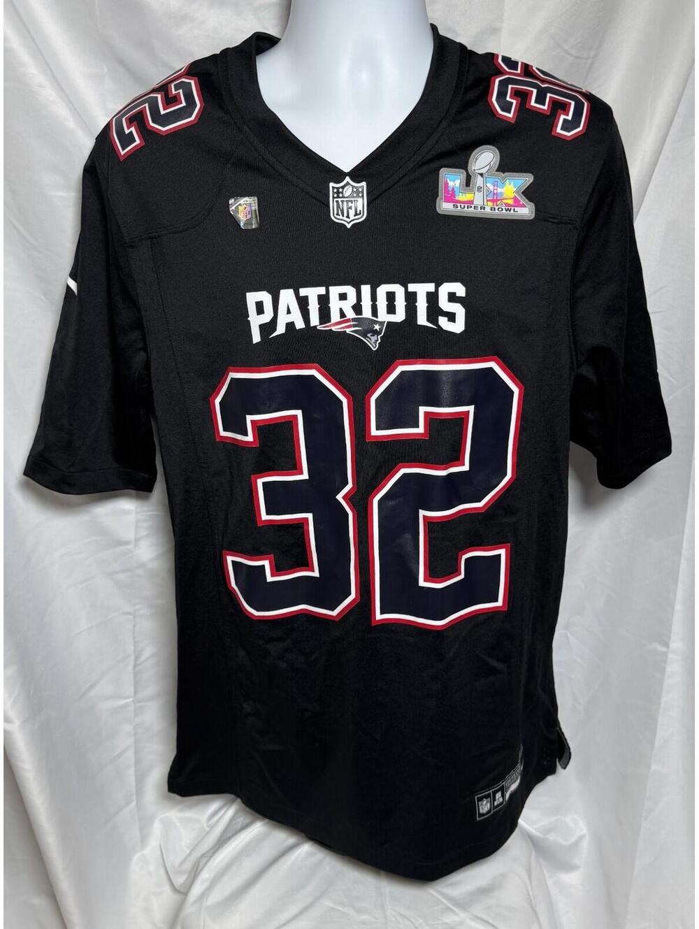 Nike New England Patriots #32 TreVeyon Henderson Black Carbon Jersey Mens M NEW